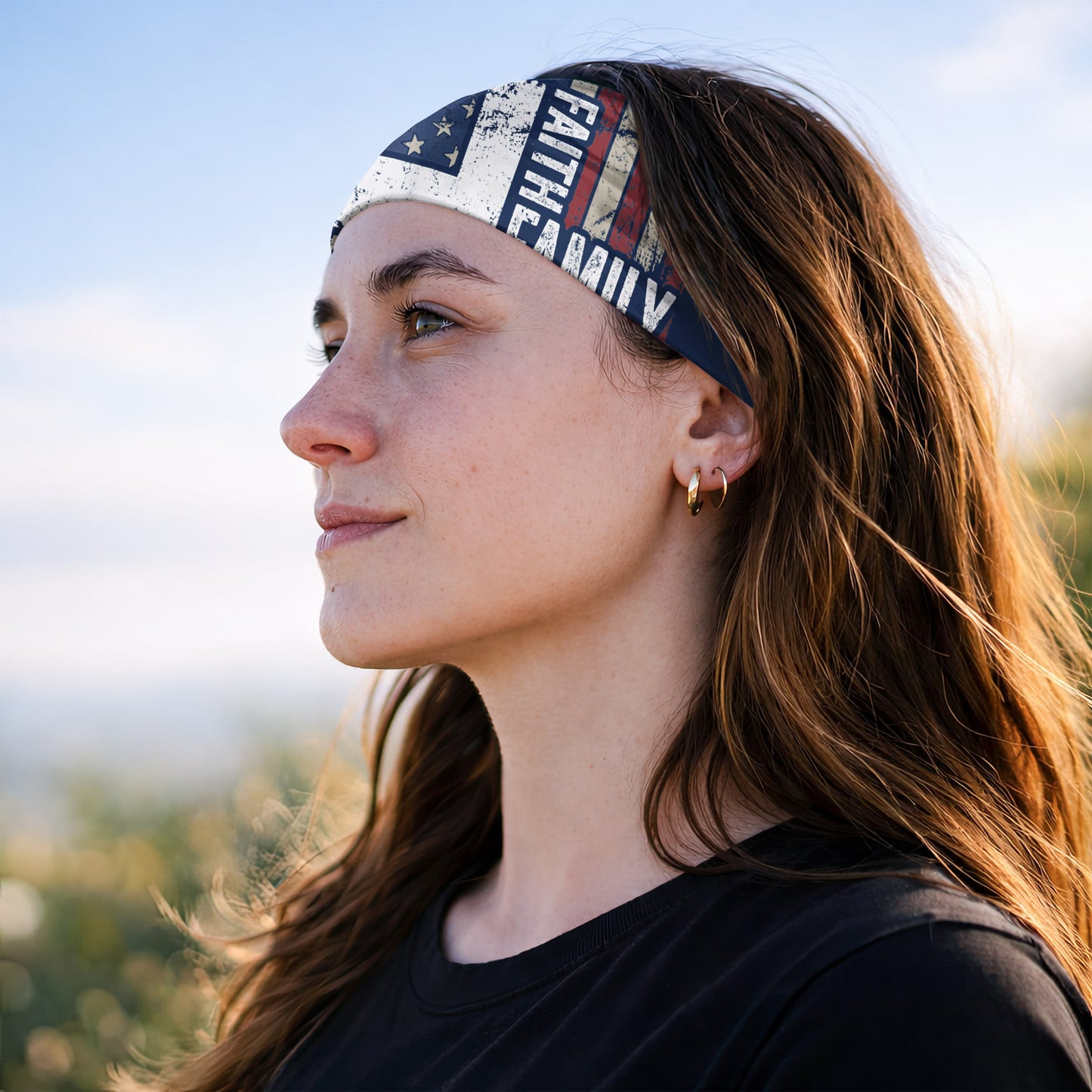 Faith Family Freedom Flag Bandana Mask