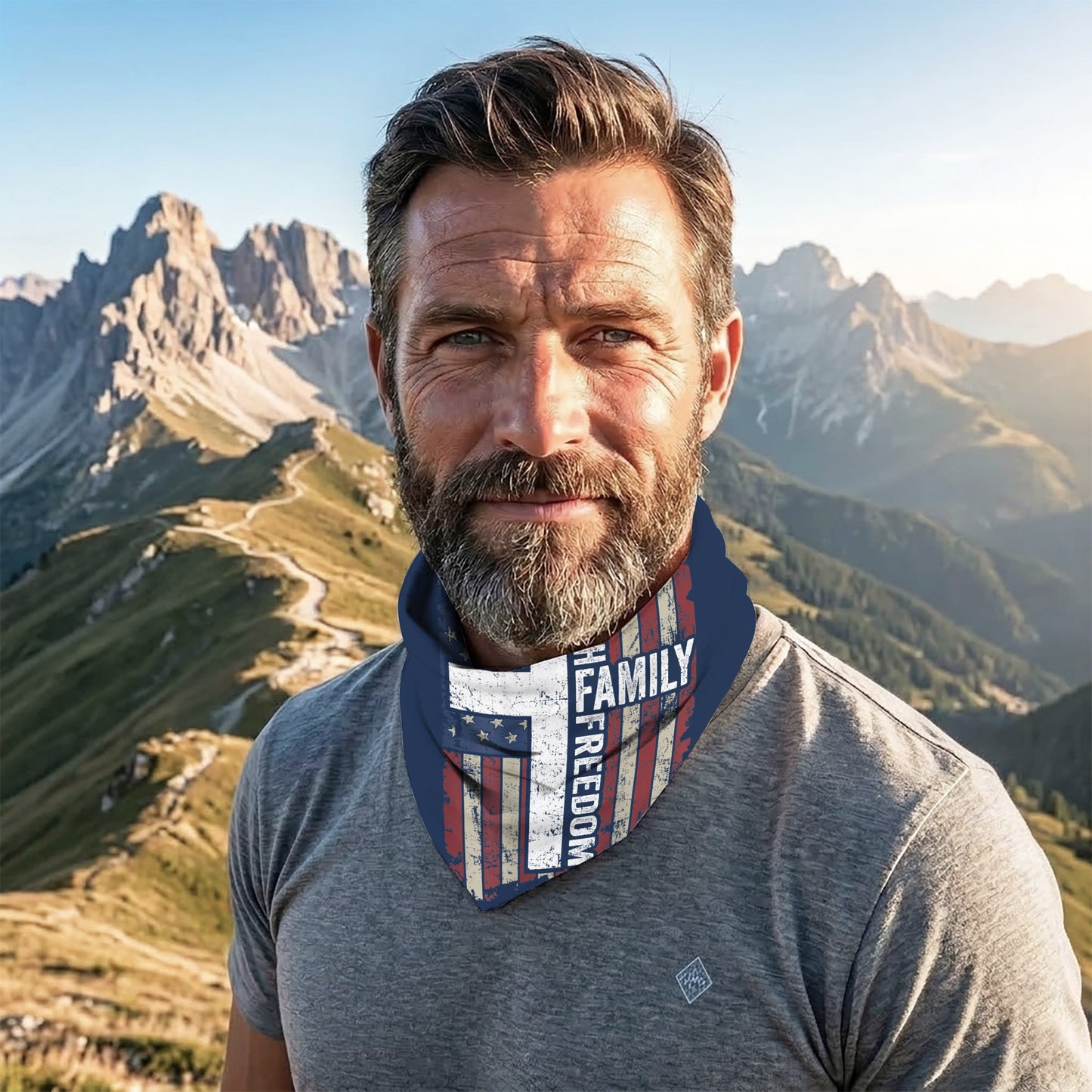 Faith Family Freedom Flag Bandana Mask