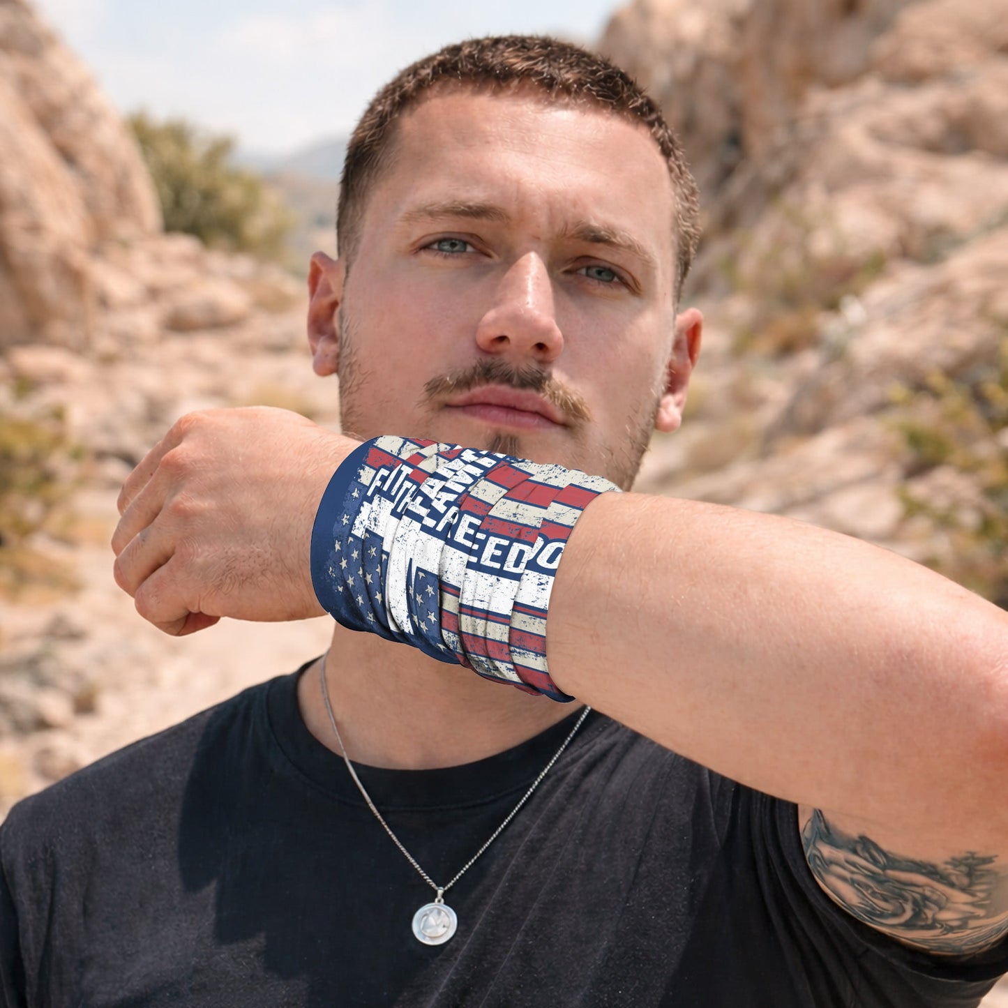 Faith Family Freedom Flag Bandana Mask