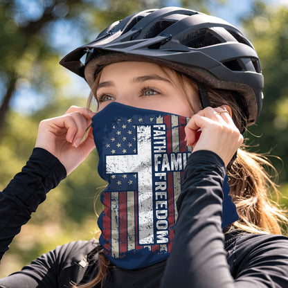Faith Family Freedom Flag Bandana Mask
