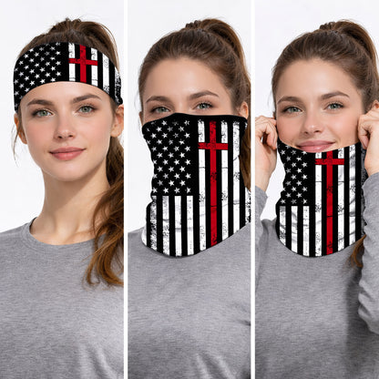 Black Red USA Flag Bandana Mask