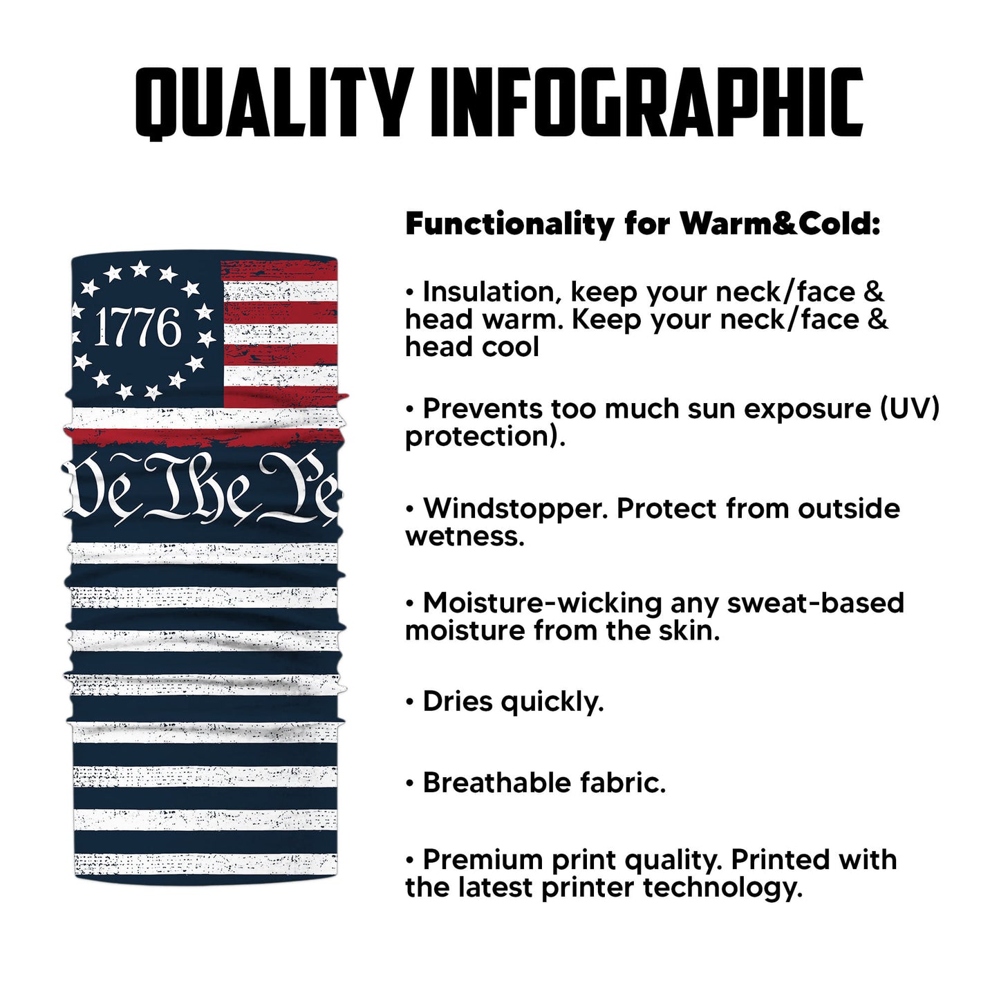 We the People 1776 USA Flag Bandana Mask