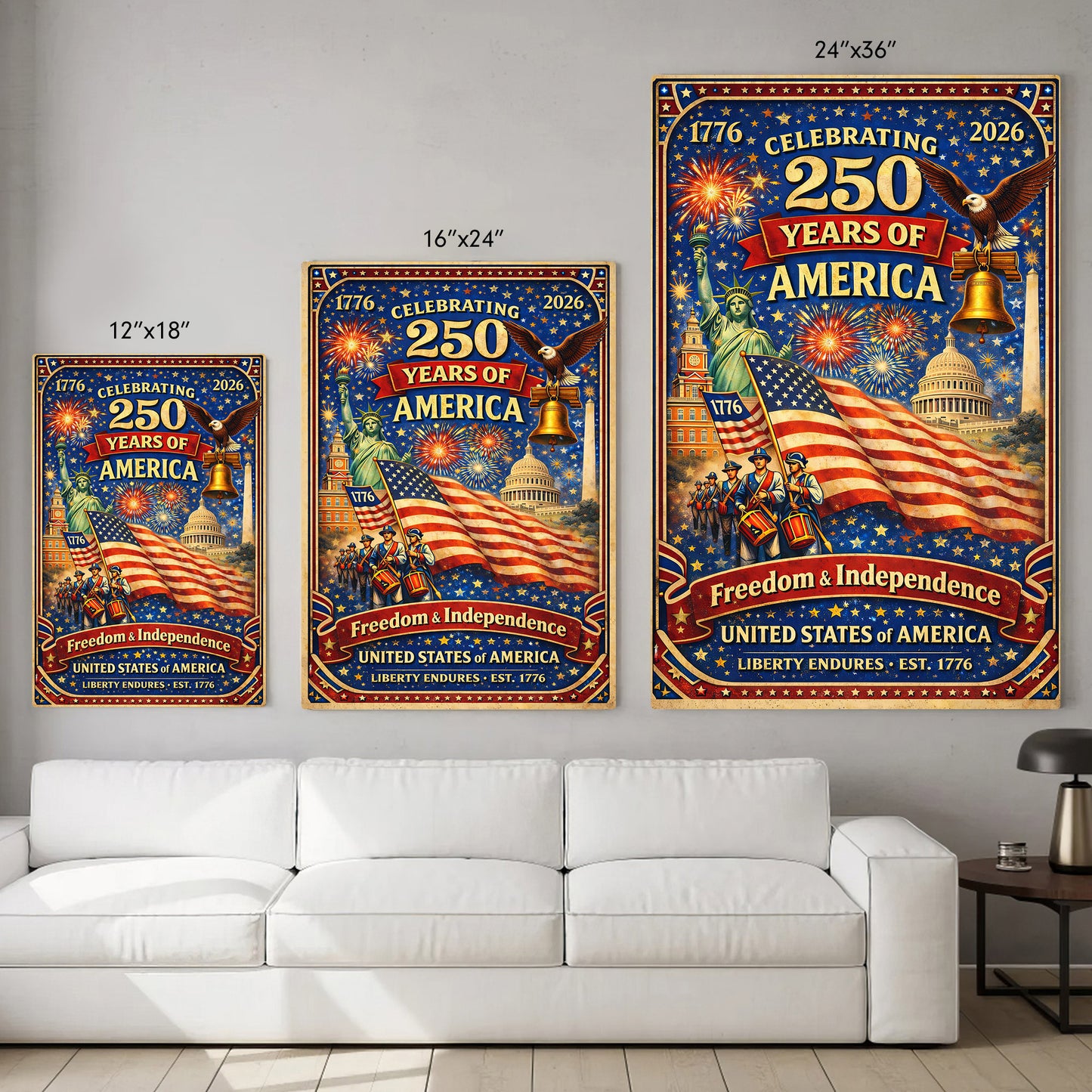 USA 250 Celebration Landmarks Poster/Canvas