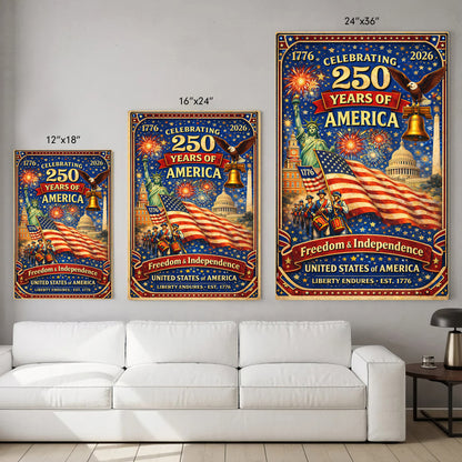 USA 250 Celebration Landmarks Poster/Canvas