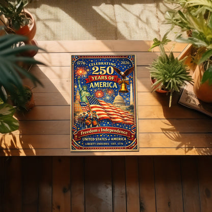 USA 250 Celebration Landmarks Poster/Canvas
