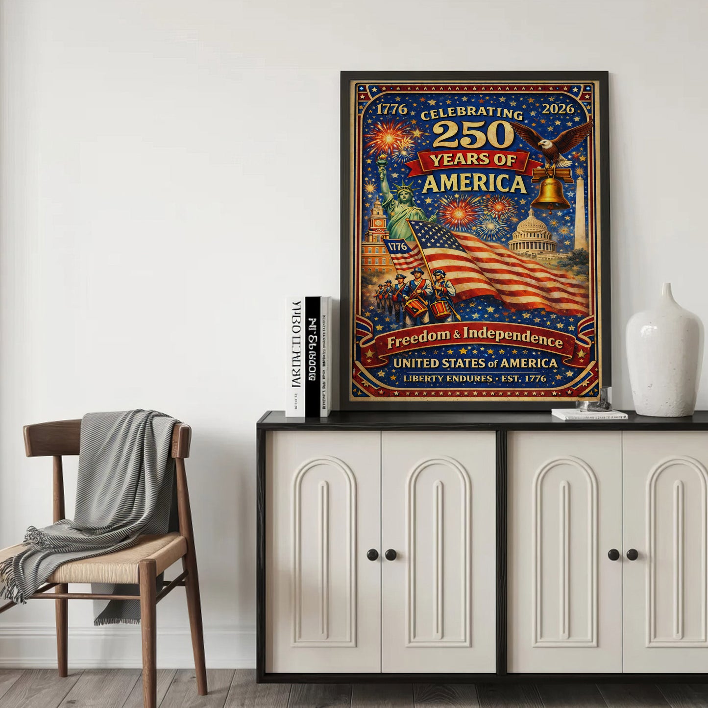 USA 250 Celebration Landmarks Poster/Canvas