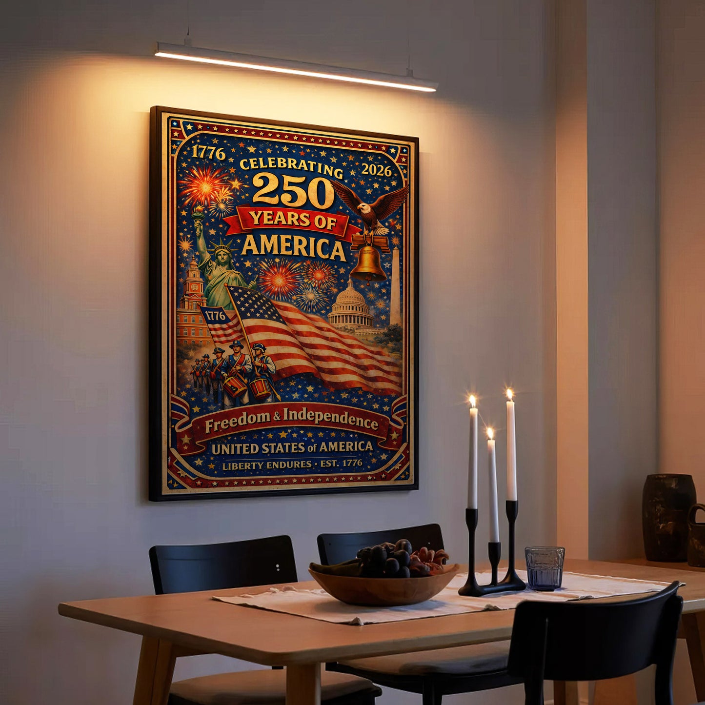 USA 250 Celebration Landmarks Poster/Canvas