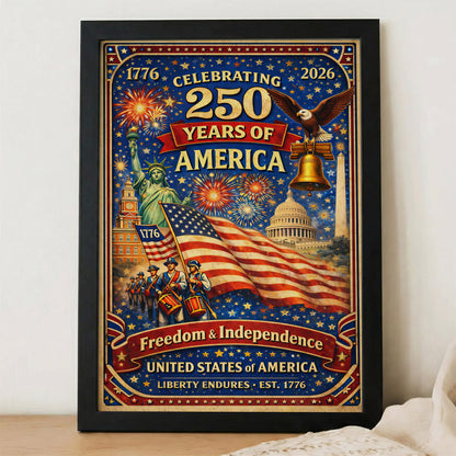 USA 250 Celebration Landmarks Poster/Canvas
