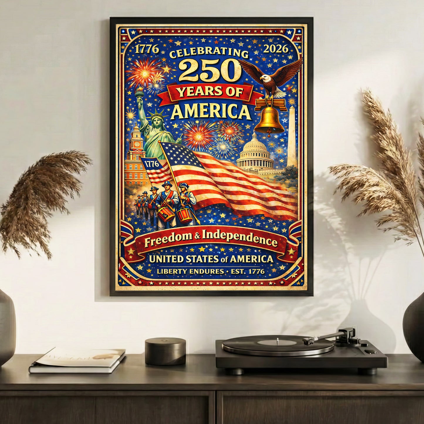 USA 250 Celebration Landmarks Poster/Canvas