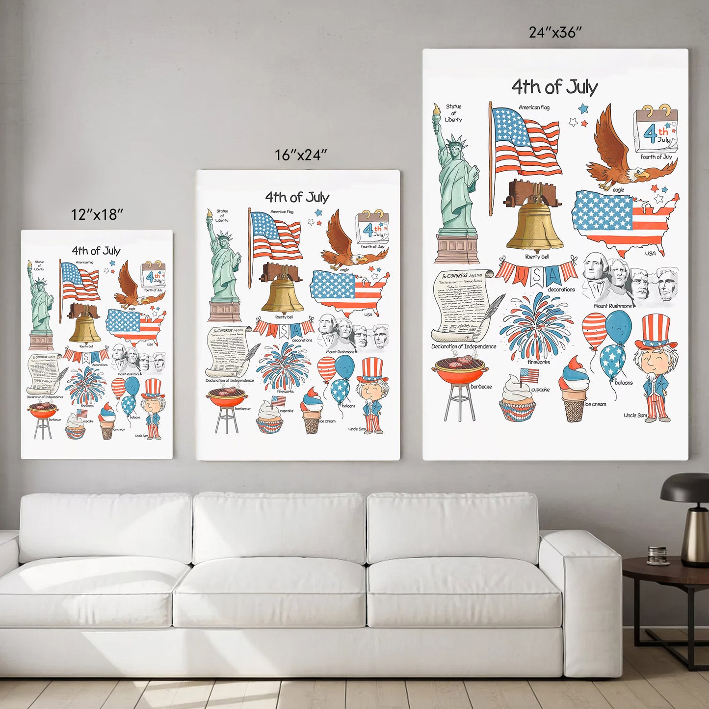 Independence Day Doodle Set Poster/Canvas