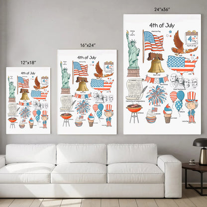 Independence Day Doodle Set Poster/Canvas