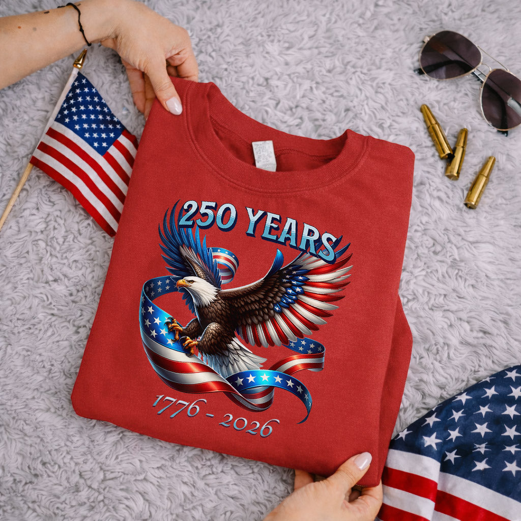 Soaring Eagle Patriotic Ribbon – America 250th Anniversary – Unisex Tshirt Gildan / Tshirt Comfort / V-neck/ Hoodie / Sweatshirt