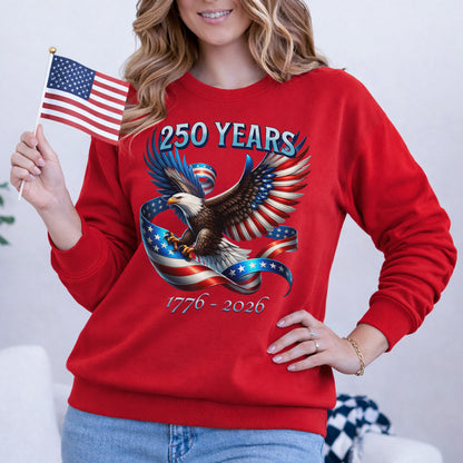 Soaring Eagle Patriotic Ribbon – America 250th Anniversary – Unisex Tshirt Gildan / Tshirt Comfort / V-neck/ Hoodie / Sweatshirt
