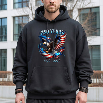 Soaring Eagle Patriotic Ribbon – America 250th Anniversary – Unisex Tshirt Gildan / Tshirt Comfort / V-neck/ Hoodie / Sweatshirt