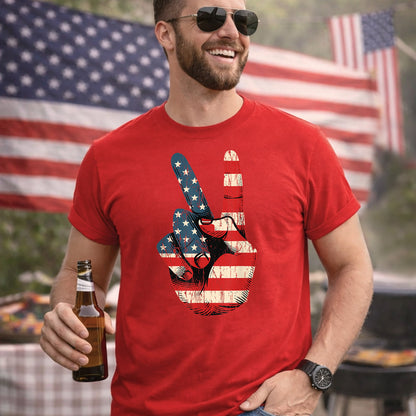 Retro American Flag Peace Sign – America 250th Anniversary – Unisex Tshirt Gildan / Tshirt Comfort / V-neck/ Hoodie / Sweatshirt