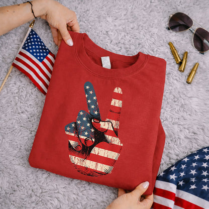 Retro American Flag Peace Sign – America 250th Anniversary – Unisex Tshirt Gildan / Tshirt Comfort / V-neck/ Hoodie / Sweatshirt