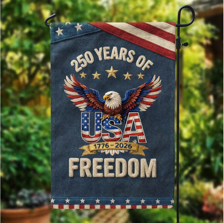250th Anniversary USA Patriotic Faux Pattern - House Flag/Garden Flag