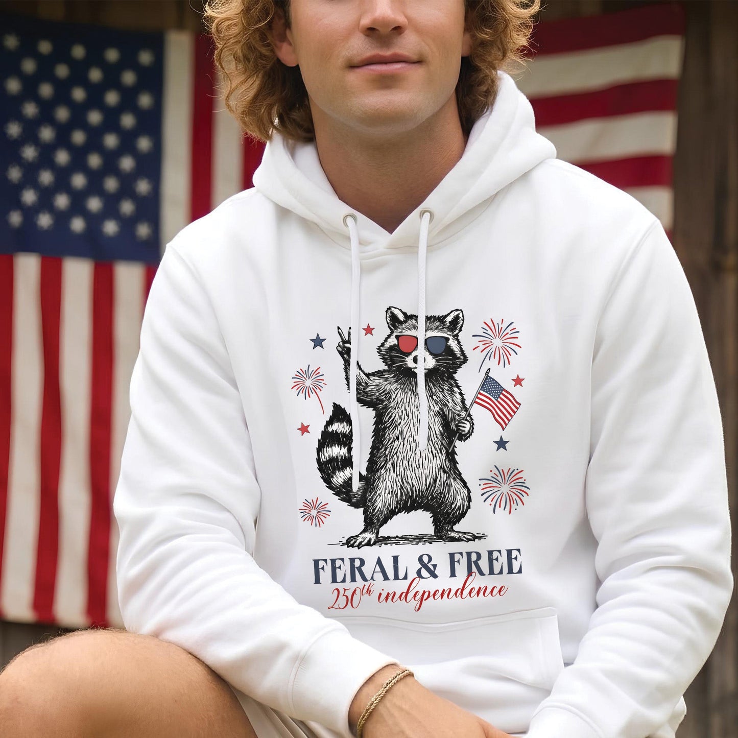 USA 250th Anniversary Feral & Free Patriotic Raccoon Unisex Apparel