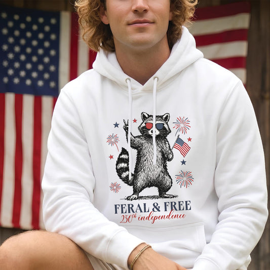 USA 250th Anniversary Feral & Free Patriotic Raccoon Unisex Apparel
