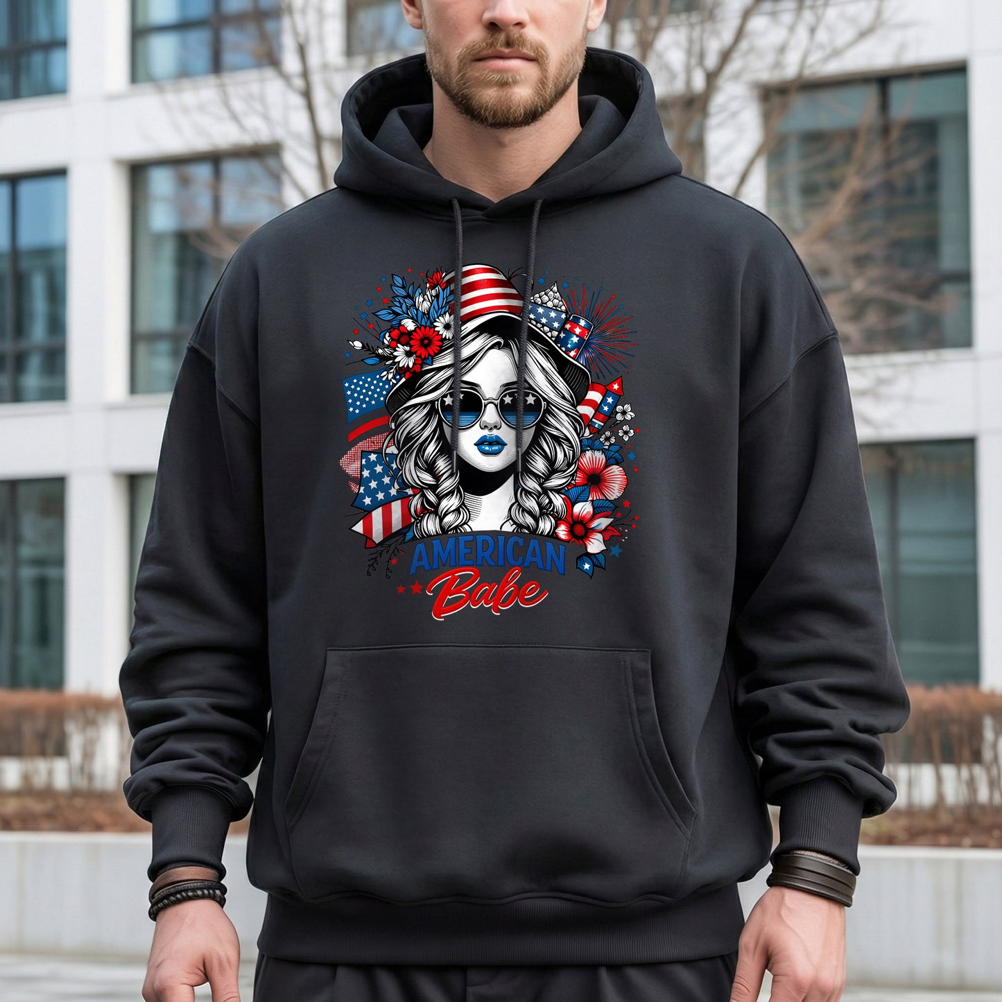 American Babe - Fireworks and Flag Inspired Girl – USA Girls – Unisex T-Shirt Gildan / Comfort Colors / V-Neck / Hoodie / Sweatshirt
