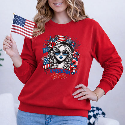 American Babe - Fireworks and Flag Inspired Girl – USA Girls – Unisex T-Shirt Gildan / Comfort Colors / V-Neck / Hoodie / Sweatshirt