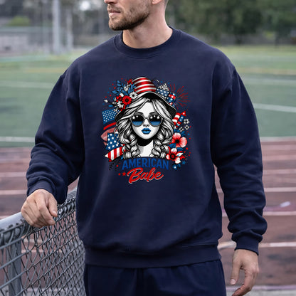 American Babe - Fireworks and Flag Inspired Girl – USA Girls – Unisex T-Shirt Gildan / Comfort Colors / V-Neck / Hoodie / Sweatshirt