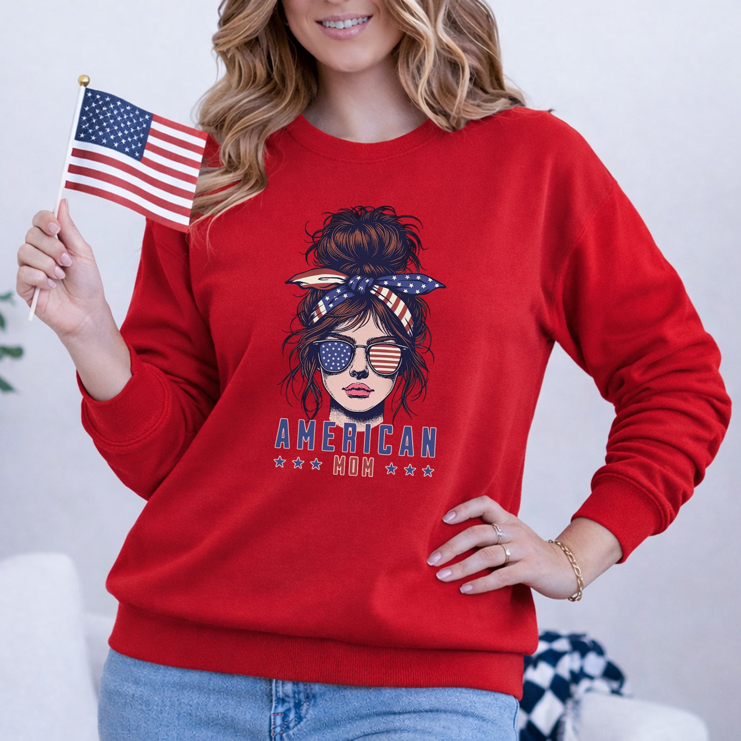 American Mom Freedom – USA Girls – Unisex Tshirt Gildan / Tshirt Comfort / V-neck/ Hoodie / Sweatshirt