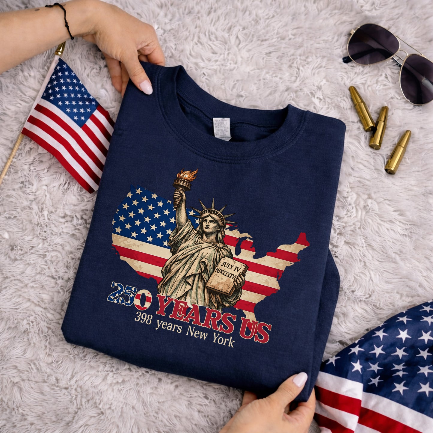 250 Years of US Freedom, Statue of Liberty and New York Celebration – State Pride – Unisex Tshirt Gildan / Tshirt Comfort / V-neck/ Hoodie / Sweatshirt
