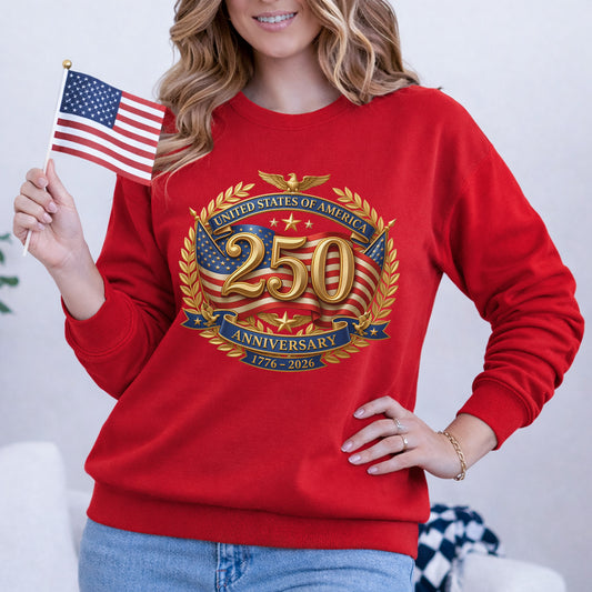 United States 250th Anniversary Gold Emblem Patriotic – American 250'th Anniversary – Unisex T-Shirt Gildan / Comfort Colors / V-Neck / Hoodie / Sweatshirt