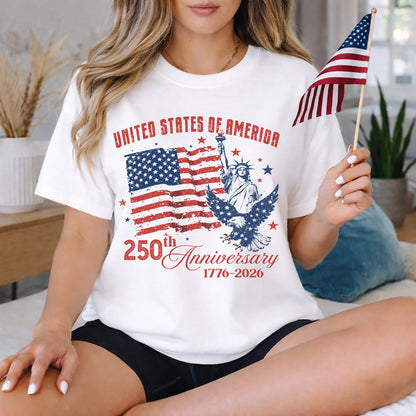USA 250th Anniversary, Flag Liberty & Eagle Patriotic – American 250th Anniversary – Unisex T-Shirt Gildan / Comfort Colors / V-Neck / Hoodie / Sweatshirt