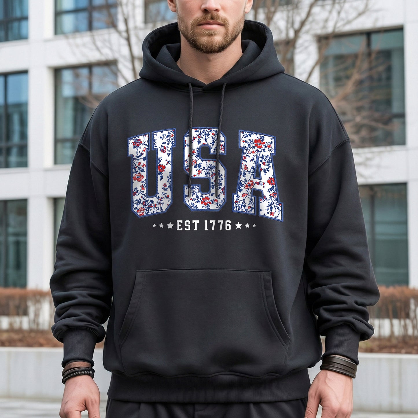 Floral USA Varsity – USA Girls – Unisex T-Shirt Gildan / Comfort Colors / V-Neck / Hoodie / Sweatshirt