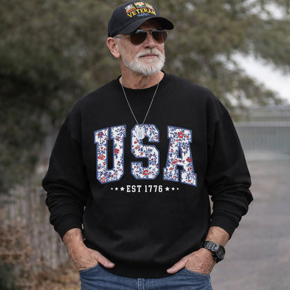 Floral USA Varsity – USA Girls – Unisex T-Shirt Gildan / Comfort Colors / V-Neck / Hoodie / Sweatshirt