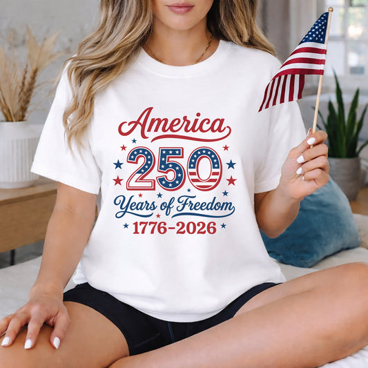 Liberty 250: Born Free Since 1776 – American 250th Anniversary – Unisex T-Shirt Gildan / Comfort Colors / V-Neck / Hoodie / Sweatshirt