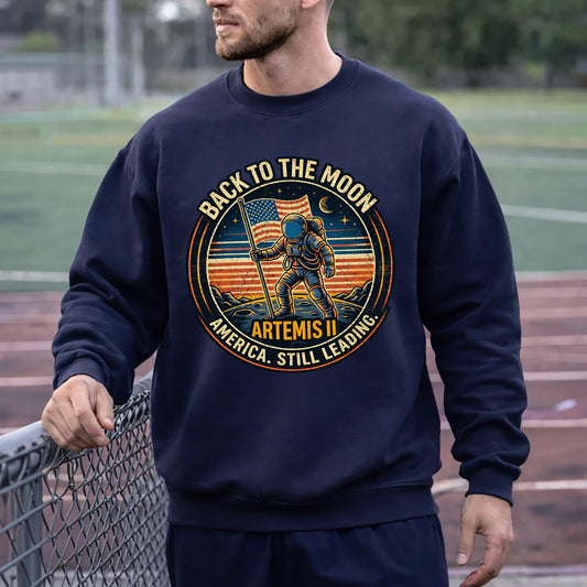 Artemis II: Back to the Moon – America Still Leading – Unisex T-Shirt Gildan / Comfort Colors / V-Neck / Hoodie / Sweatshirt