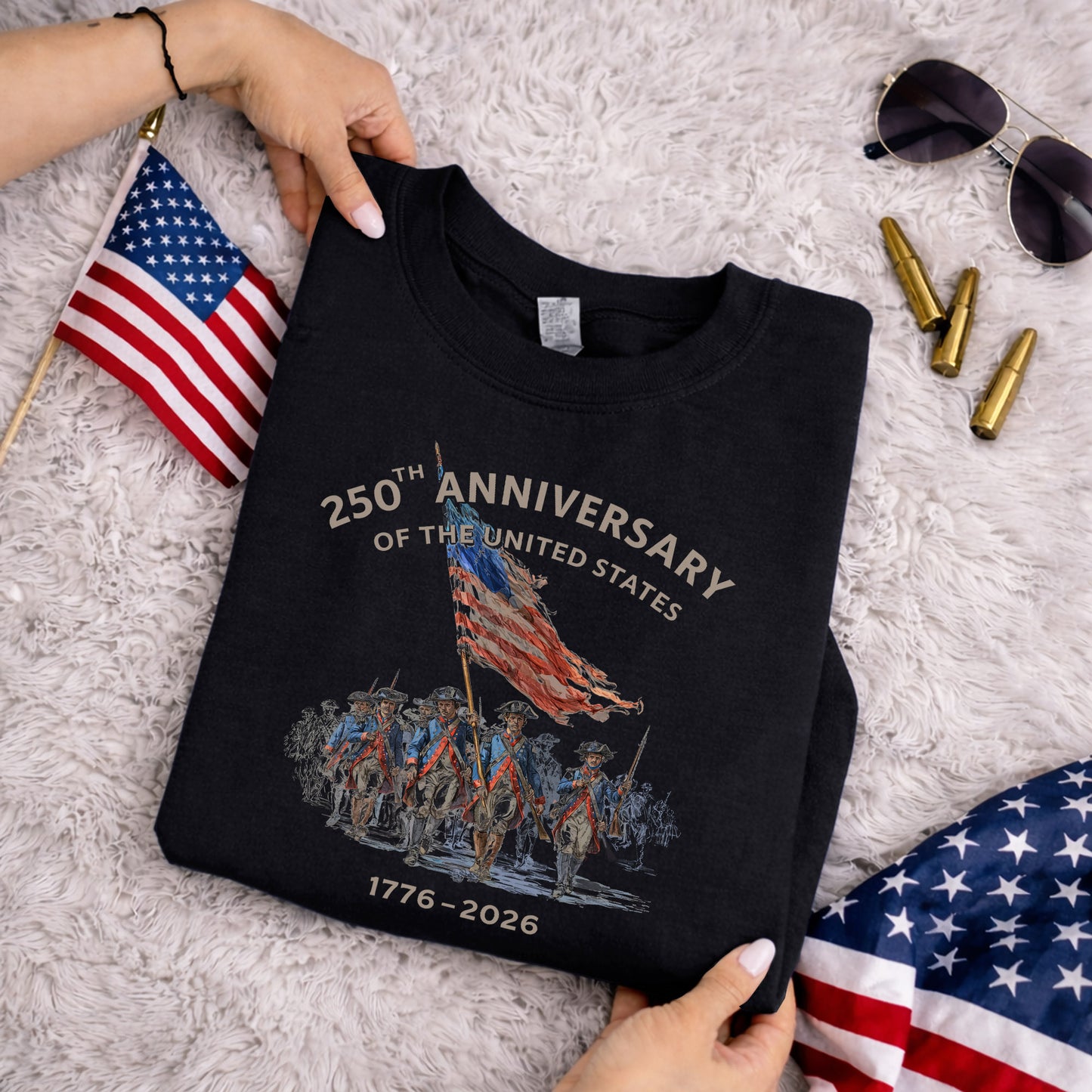 250th Anniversary USA 1776–2026 Patriot Soldiers – America 250th Anniversary – Unisex Tshirt Gildan / Tshirt Comfort / V-neck/ Hoodie / Sweatshirt