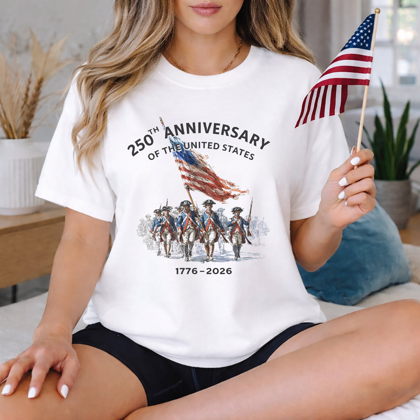 250th Anniversary USA 1776–2026 Patriot Soldiers – America 250th Anniversary – Unisex Tshirt Gildan / Tshirt Comfort / V-neck/ Hoodie / Sweatshirt