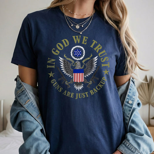 In God We Trust – Faith & Freedom – Unisex Tshirt Gildan / Tshirt Comfort / V-neck/ Hoodie / Sweatshirt