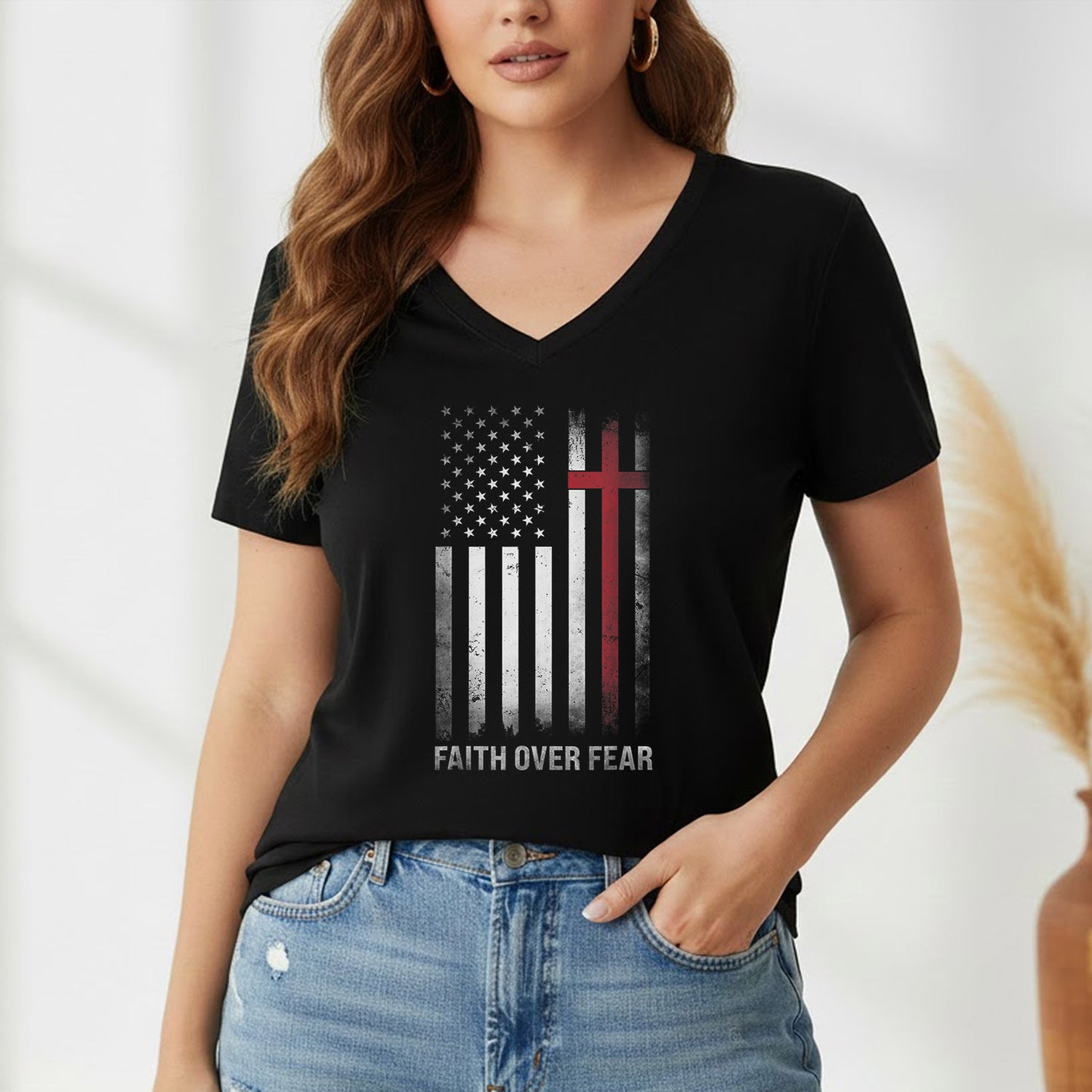 Faith Over Fear – Faith & Freedom – Unisex Tshirt Gildan / Tshirt Comfort / V-neck/ Hoodie / Sweatshirt