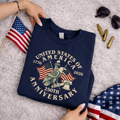 USA 250 Classic Badge Patriotic Graphic – America 250th Anniversary – Unisex Tshirt Gildan / Tshirt Comfort / V-neck/ Hoodie / Sweatshirt