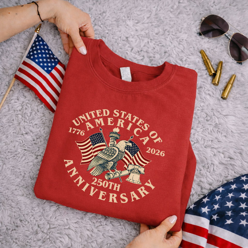 USA 250 Classic Badge Patriotic Graphic – America 250th Anniversary – Unisex Tshirt Gildan / Tshirt Comfort / V-neck/ Hoodie / Sweatshirt