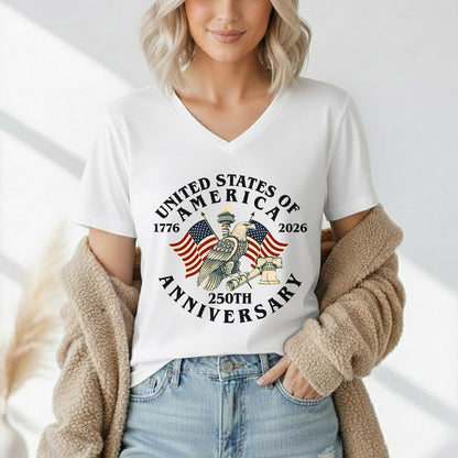USA 250 Classic Badge Patriotic Graphic – America 250th Anniversary – Unisex Tshirt Gildan / Tshirt Comfort / V-neck/ Hoodie / Sweatshirt