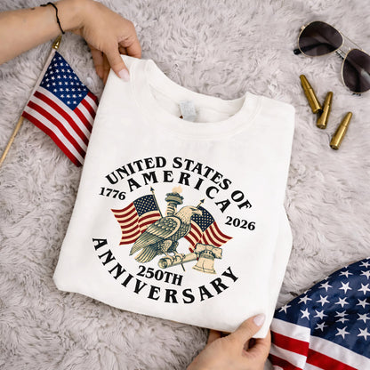 USA 250 Classic Badge Patriotic Graphic – America 250th Anniversary – Unisex Tshirt Gildan / Tshirt Comfort / V-neck/ Hoodie / Sweatshirt