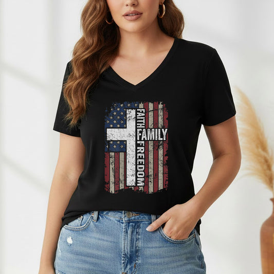 Faith, Family, Freedom – Faith & Freedom – Unisex Tshirt Gildan / Tshirt Comfort / V-neck/ Hoodie / Sweatshirt