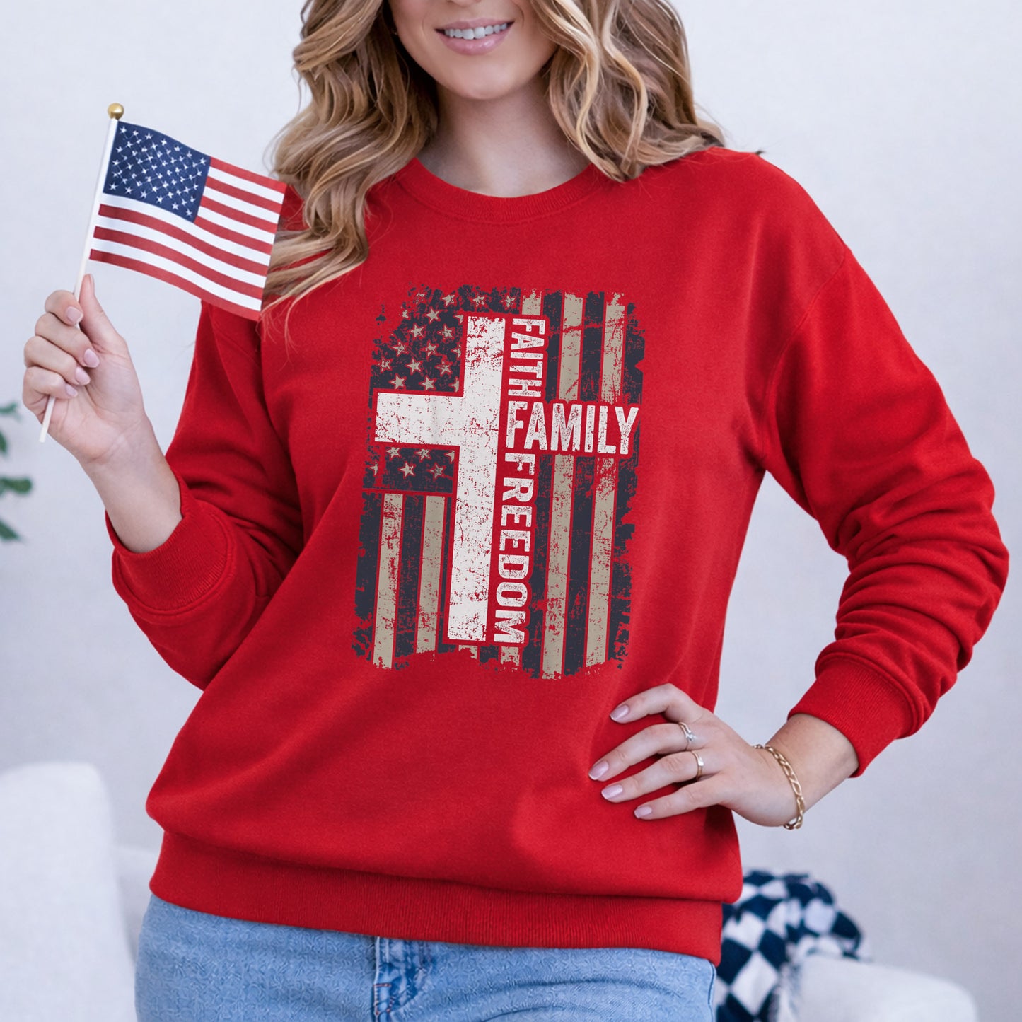 Faith, Family, Freedom – Faith & Freedom – Unisex Tshirt Gildan / Tshirt Comfort / V-neck/ Hoodie / Sweatshirt