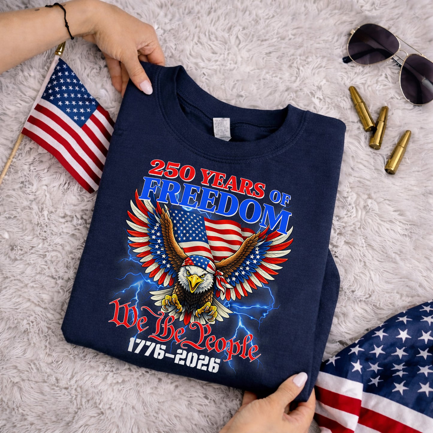 Patriotic Eagle “We The People” – America 250th Anniversary – Unisex Tshirt Gildan / Tshirt Comfort / V-neck/ Hoodie / Sweatshirt