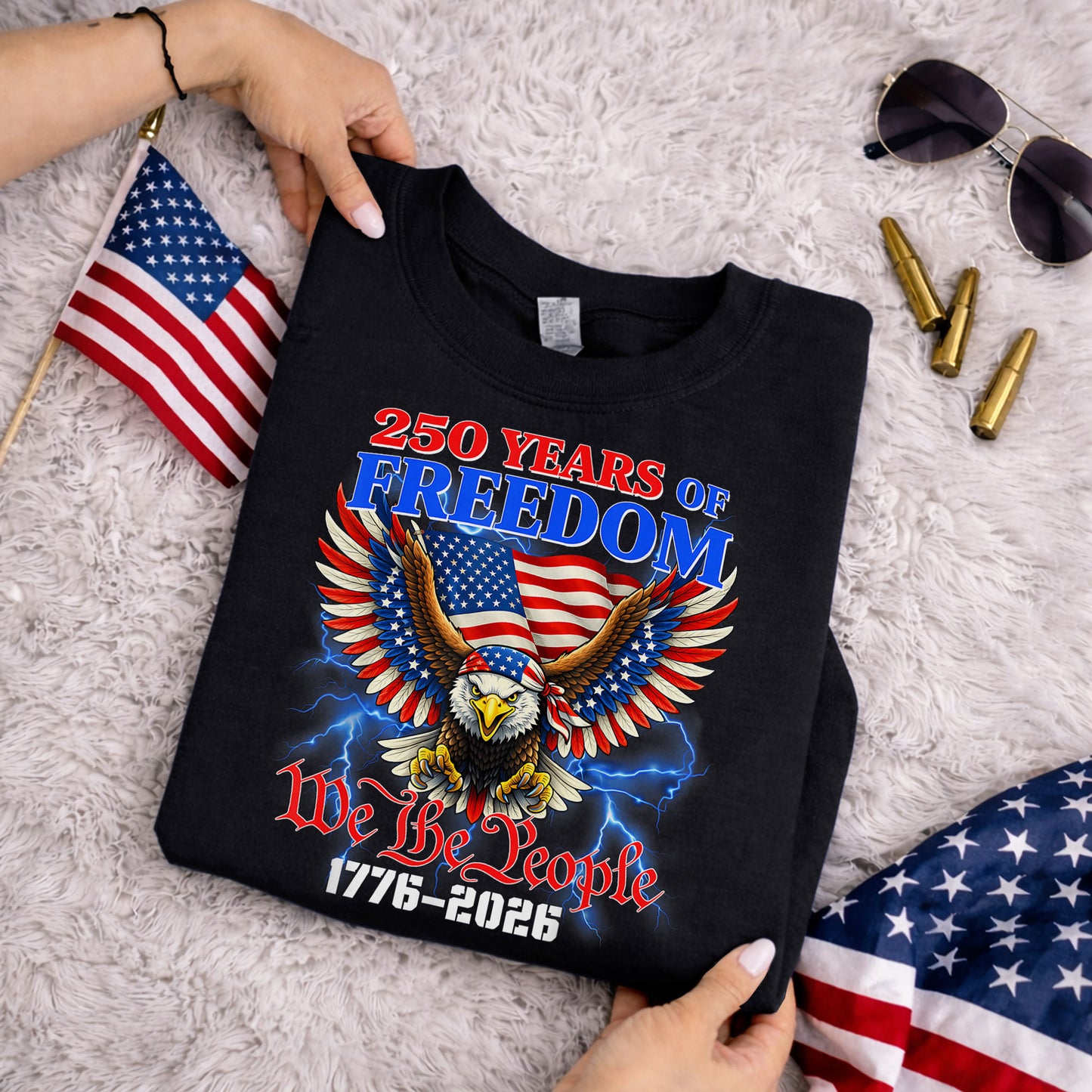 Patriotic Eagle “We The People” – America 250th Anniversary – Unisex Tshirt Gildan / Tshirt Comfort / V-neck/ Hoodie / Sweatshirt