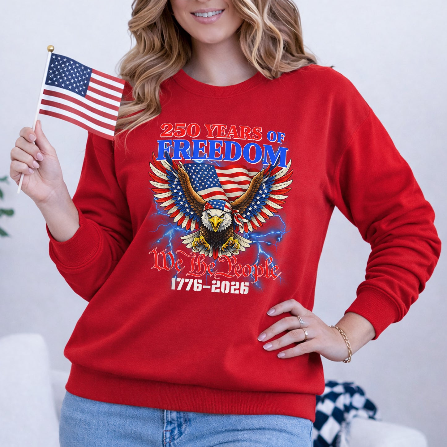 Patriotic Eagle “We The People” – America 250th Anniversary – Unisex Tshirt Gildan / Tshirt Comfort / V-neck/ Hoodie / Sweatshirt