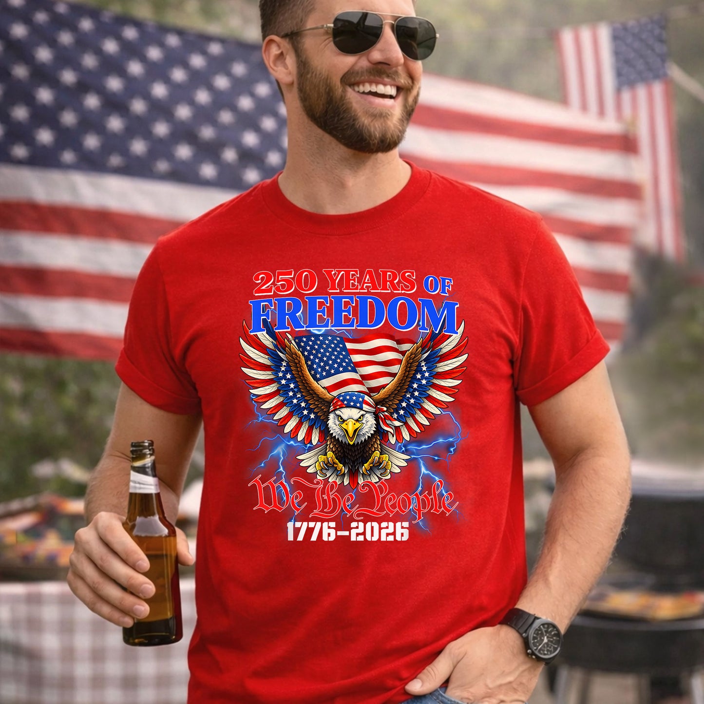 Patriotic Eagle “We The People” – America 250th Anniversary – Unisex Tshirt Gildan / Tshirt Comfort / V-neck/ Hoodie / Sweatshirt