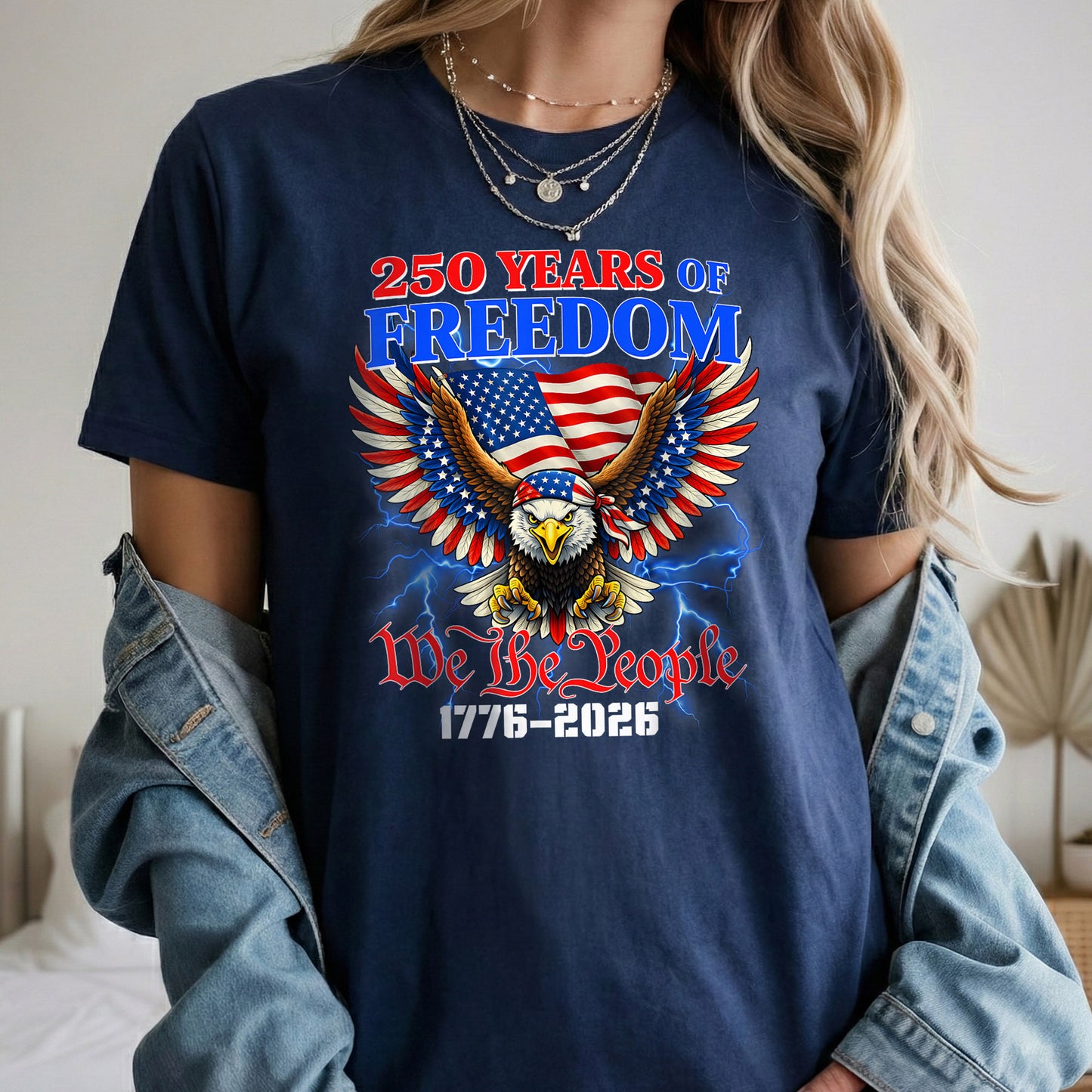 Patriotic Eagle “We The People” – America 250th Anniversary – Unisex Tshirt Gildan / Tshirt Comfort / V-neck/ Hoodie / Sweatshirt