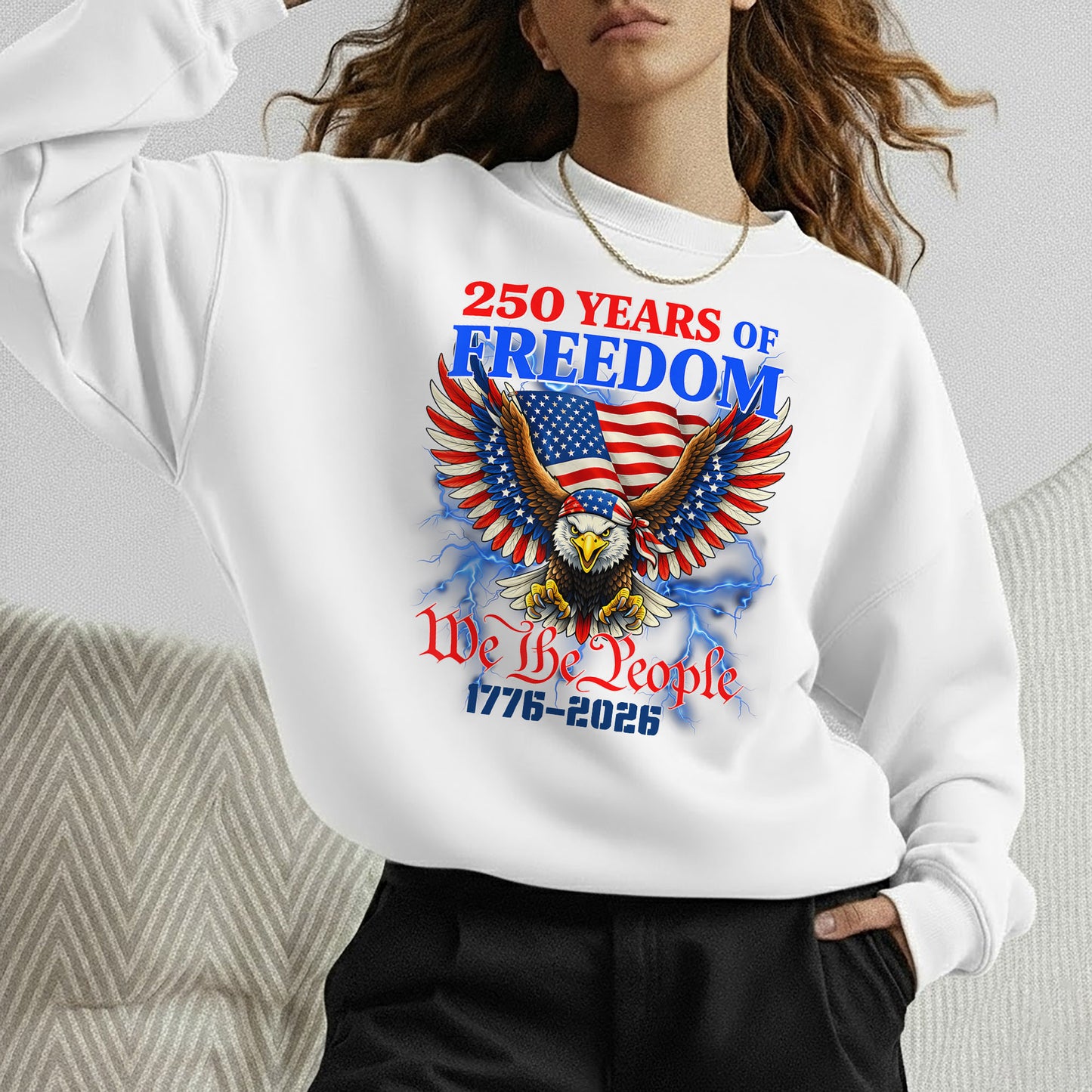 Patriotic Eagle “We The People” – America 250th Anniversary – Unisex Tshirt Gildan / Tshirt Comfort / V-neck/ Hoodie / Sweatshirt